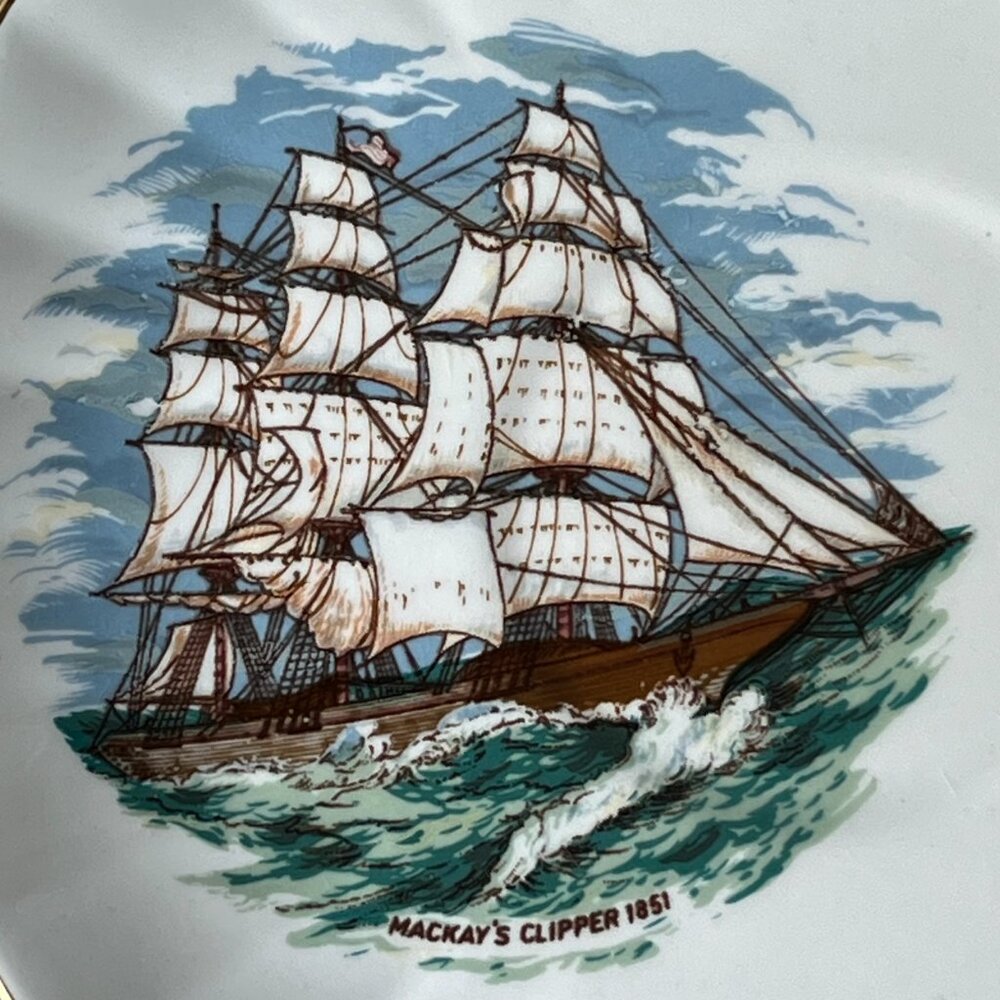 Newhall English Fine Bone China Tea Cup & Saucer MacKay's Clipper 1851 Sailboat - Picture 11 of 16